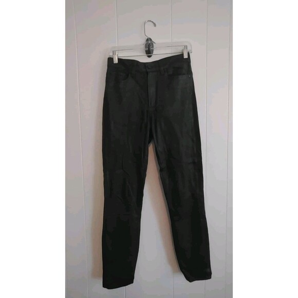 Paige | Black Shiny Hoxton Ankle Skinny Pants Size 4 - Picture 1 of 3